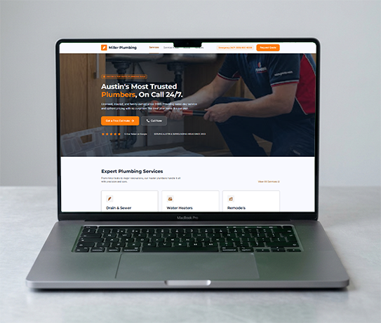 Plumbing company website designed by BlueBee Sites