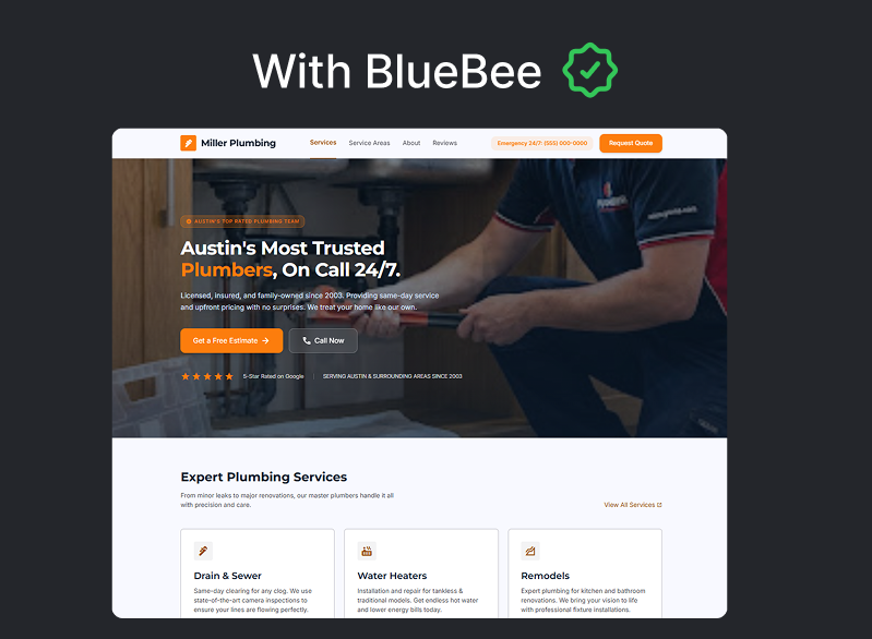 Professional service business website built by BlueBee Sites — SEO optimized, lead form, click-to-call