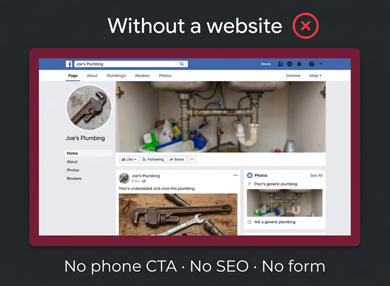 Service business without a professional website — relying on Facebook and word of mouth
